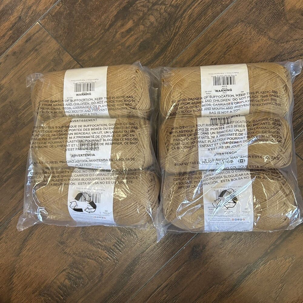 Lion Brand Yarn 682-170H Touch of Linen Yarn Dijon Bundle of 6 Sealed New